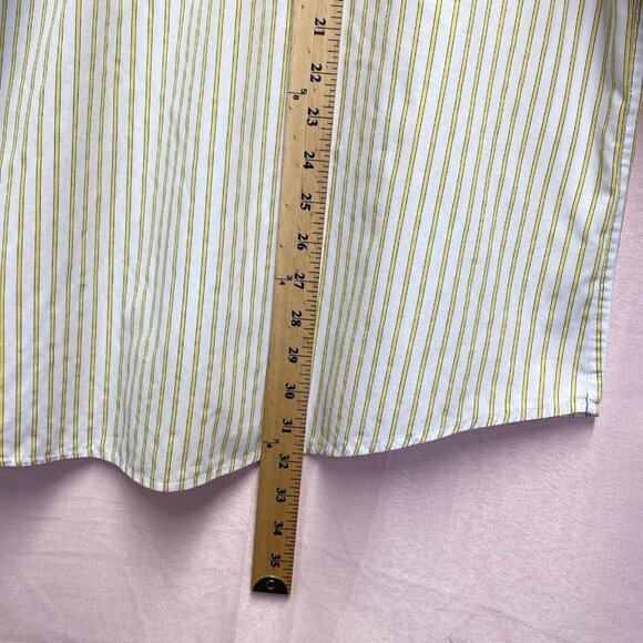Chaps Easy Care Long Sleeve Collar Button Up Shirt Men XL Yellow-White Stripes - Picture 4 of 16